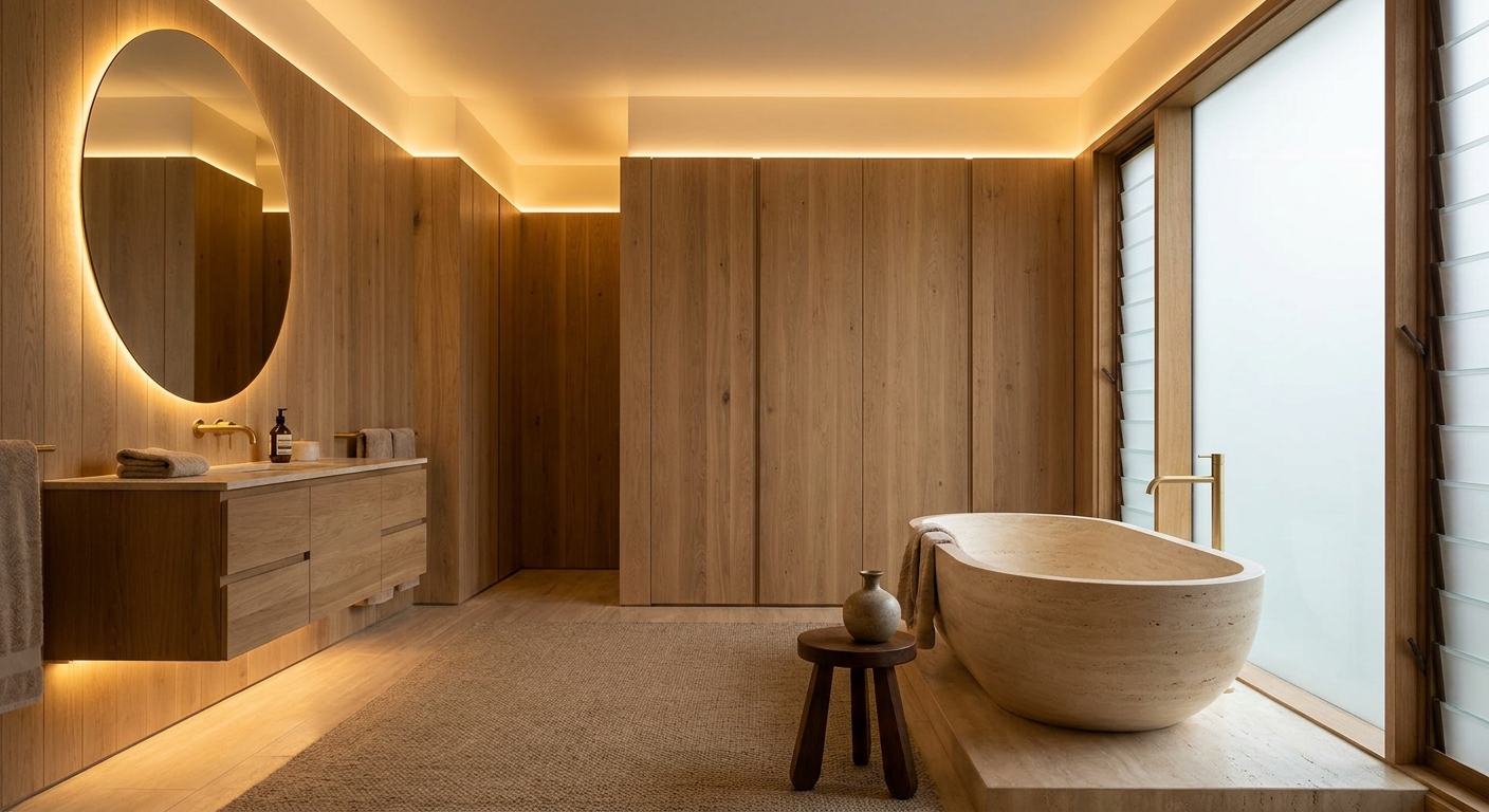 Materialwelt Eiche Ventura – warme Holztöne im Badezimmer